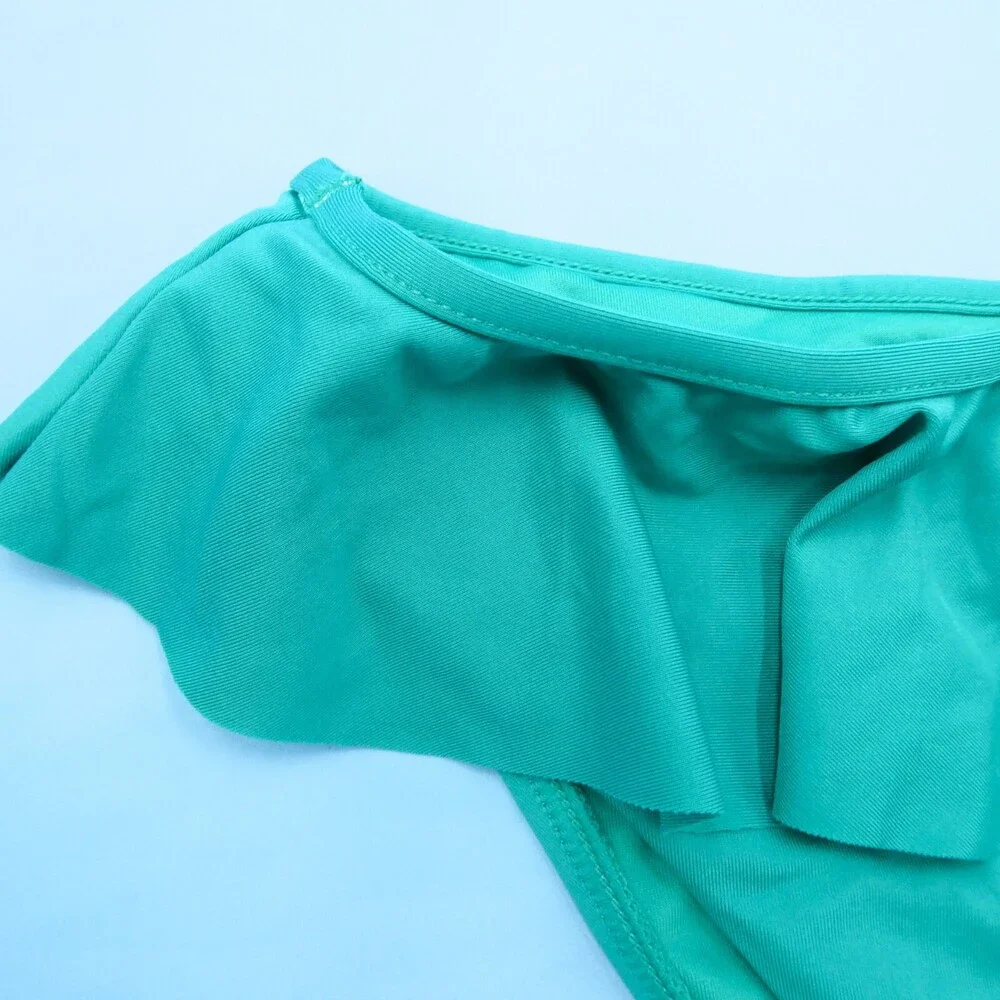 Victorias Secret Medium Green Ruffle Frill Hipster High Waist Bikini Bottom Aqua